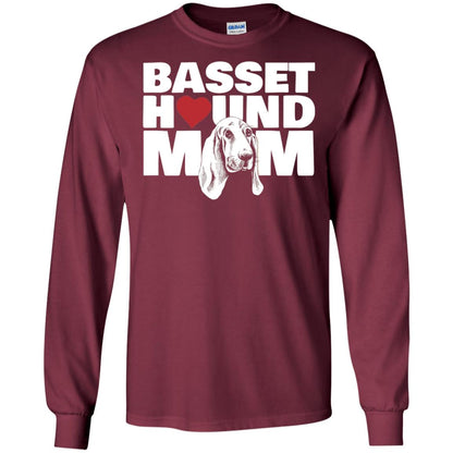 Basset Hound Mom Heart T-shirt Maroon