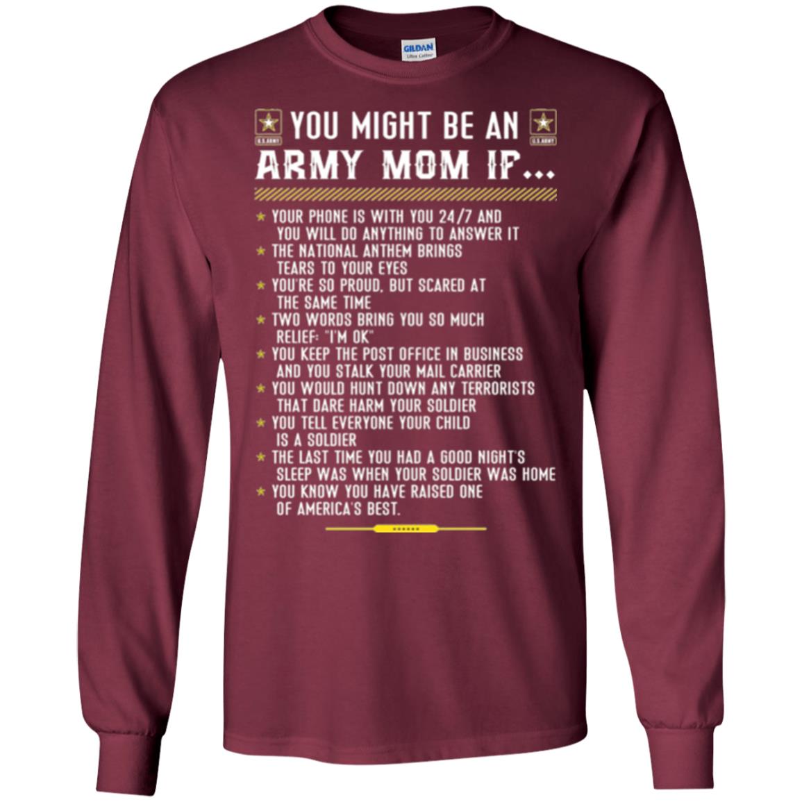 Veteran T-shirt You Might Be An Army Mom If Maroon