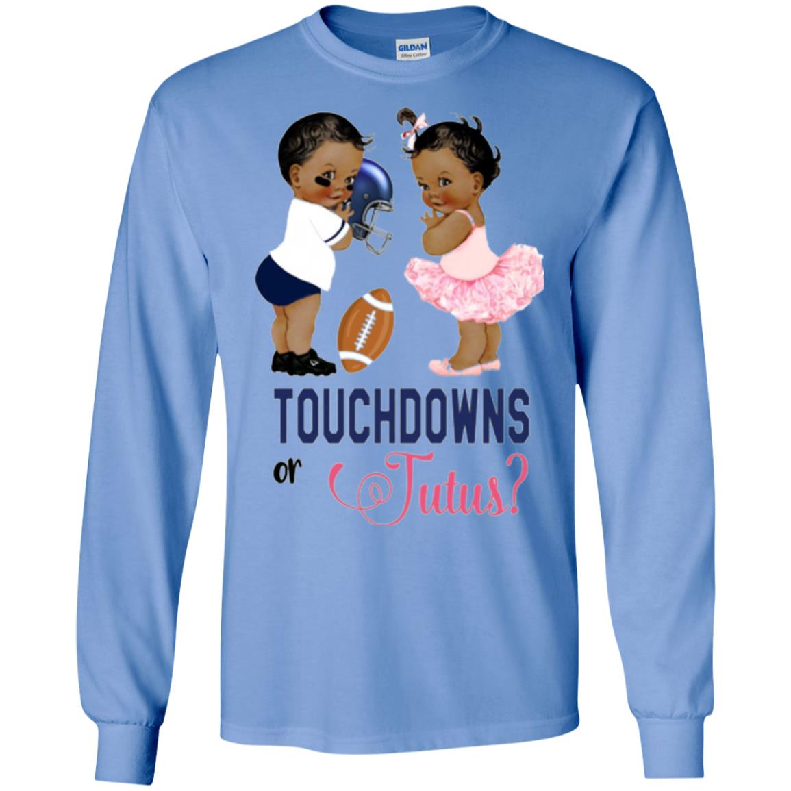 Ethnic Touchdowns Or Tutus Gender Reveal Party Football Lover T-shirt Carolina Blue