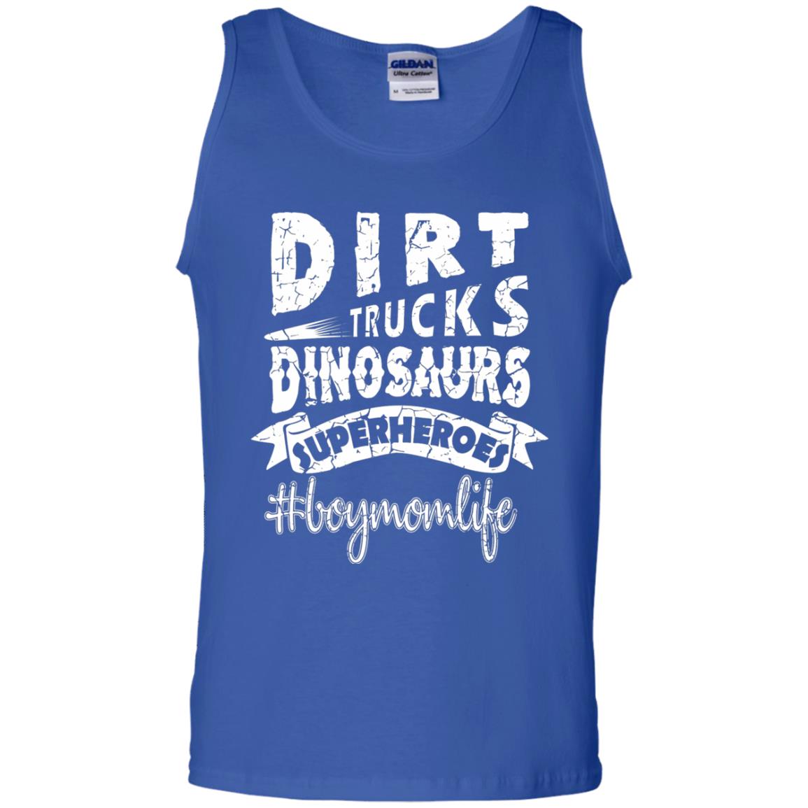 Dirt Trucks Dinosaurs Superheroes #boymomlife Family T-shirt Royal