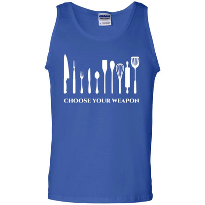 Chef Kitchen Cutlery T-shirt Choose Your Weapon Royal