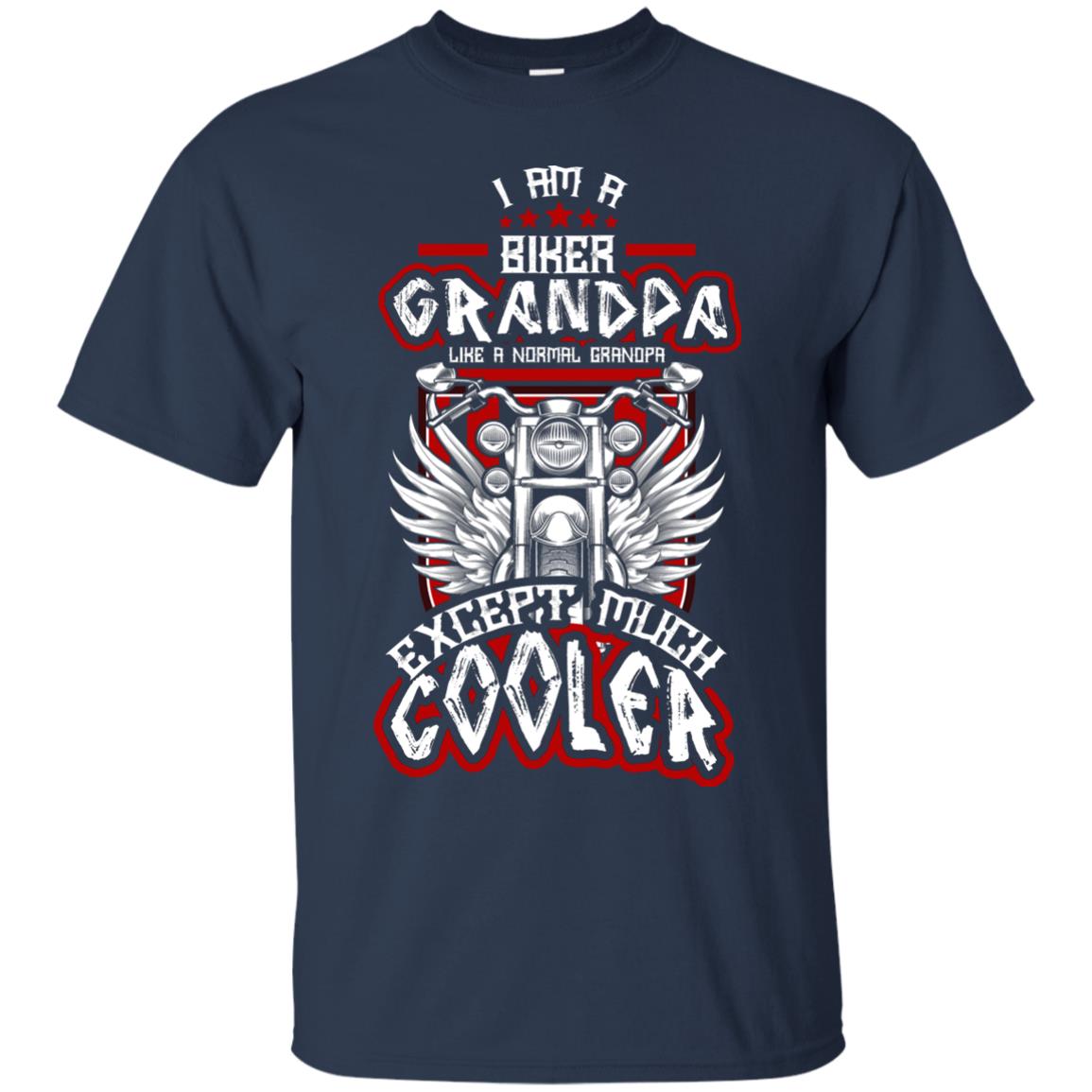I Am A Biker Grandpa Like A Normal Grandpa Bike T-shirt For Papa Navy