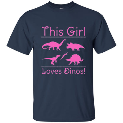 This Girl Loves Dinos Dinosaur T-shirt Navy