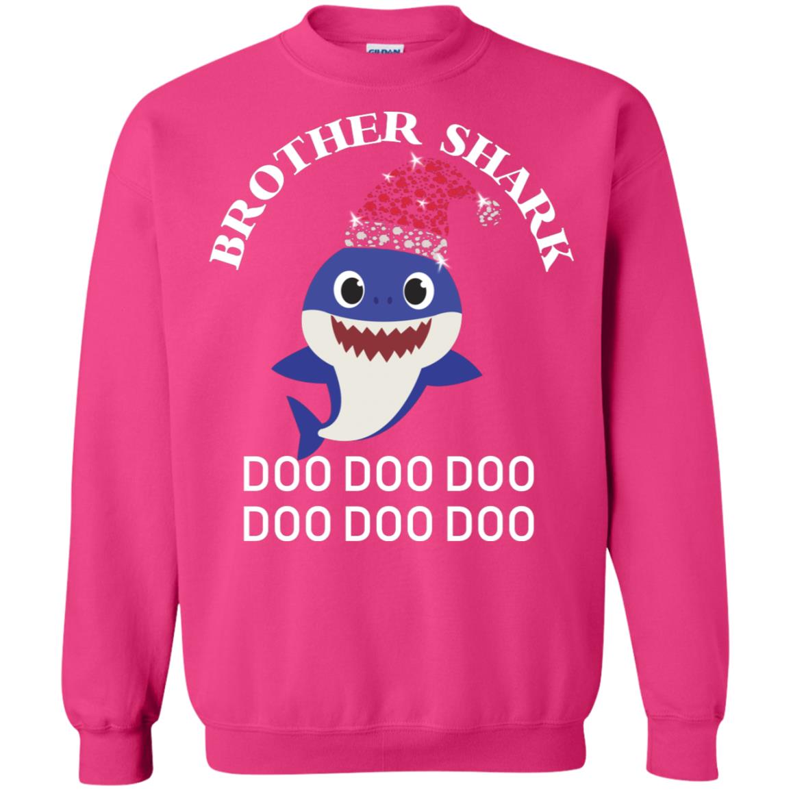 Brother Shark With Santa Claus Hat Merry X-mas Family Shark Gift Shirt Heliconia