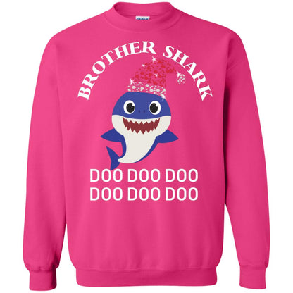 Brother Shark With Santa Claus Hat Merry X-mas Family Shark Gift Shirt Heliconia