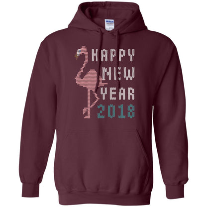 Happy New Year 2018 T-shirt Pink Flamingo Maroon