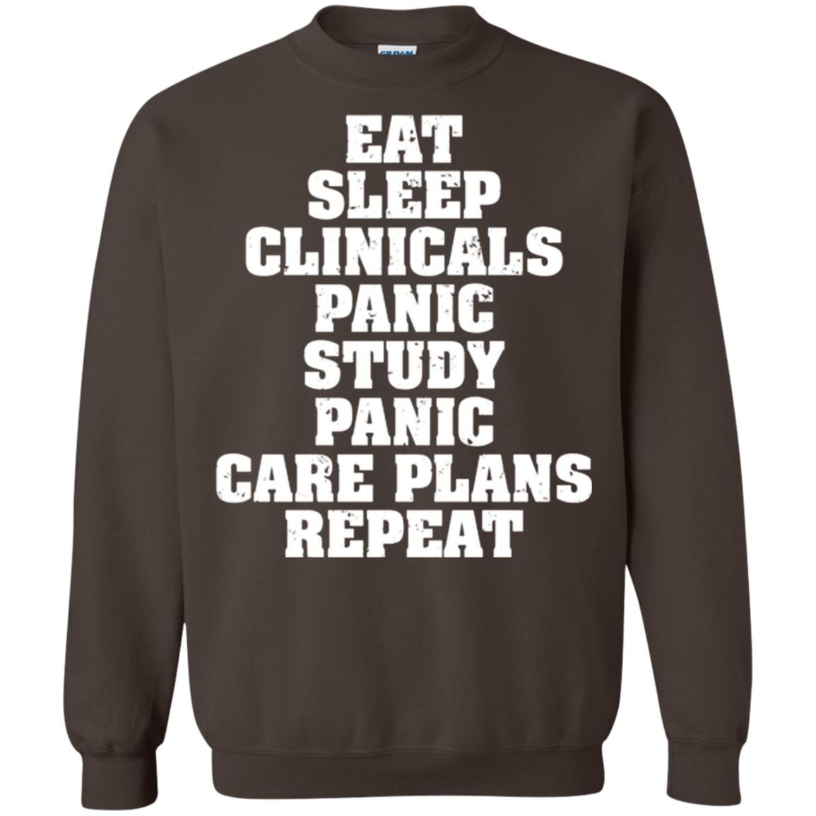 Funny Nursing Student T-shirt Eat Sleep Clinicals Panic Dark Chocolate