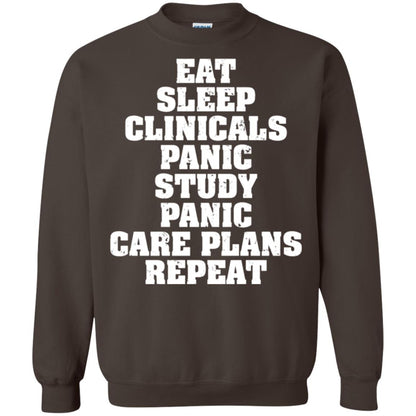 Funny Nursing Student T-shirt Eat Sleep Clinicals Panic Dark Chocolate