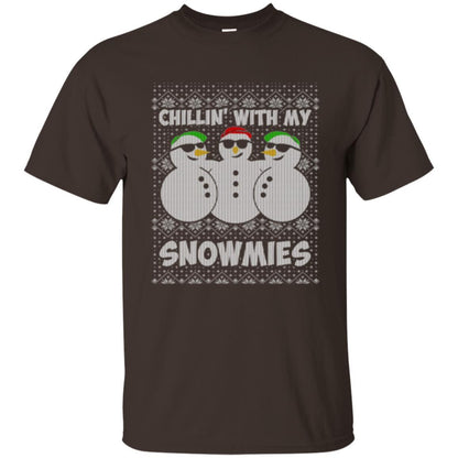 Christmas T-shirt Chillin With My Snowmies Dark Chocolate