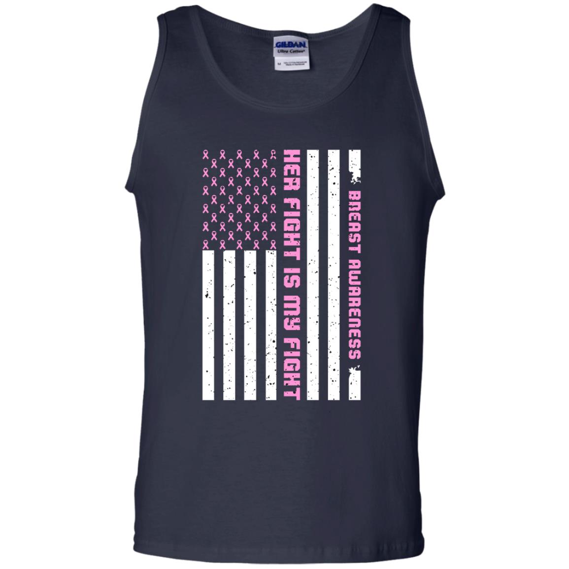 Breast Awareness His Fight Is My Fight Pink Ribbon Stars Flag Of Usa Shirt Navy