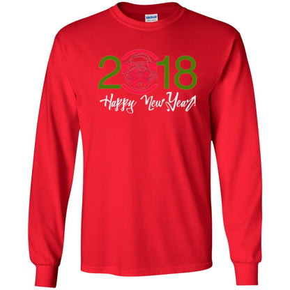 Dog Lovers T-shirt Happy New Year 2018 Red