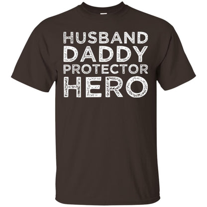 Husband Daddy Protector Hero T-shirt Dark Chocolate