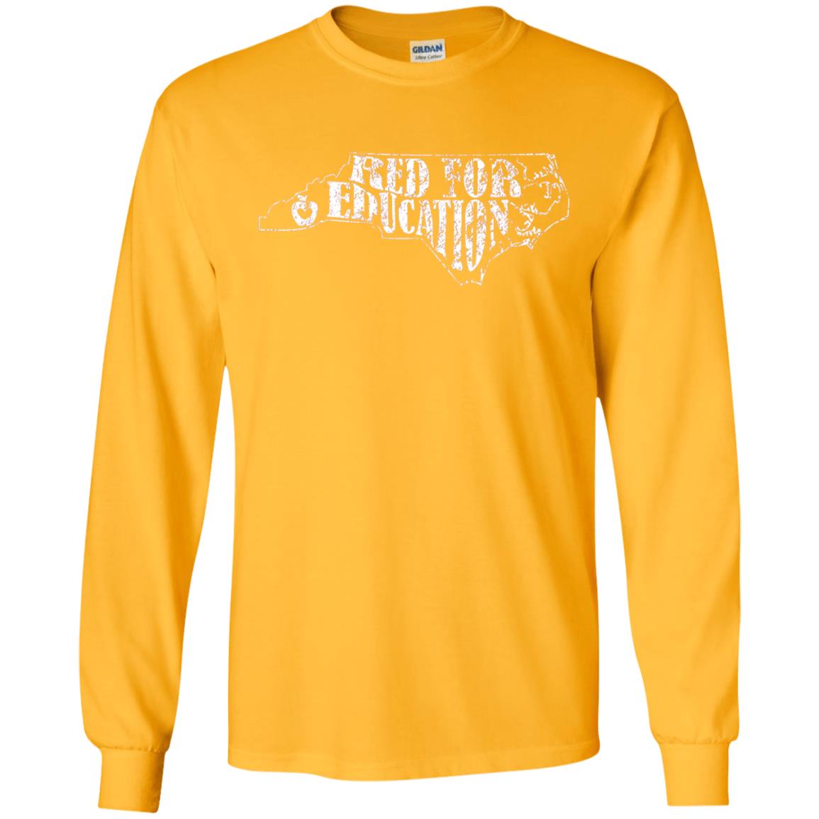 Distressed North Carolina Nc Red For Educator Shirt Gold