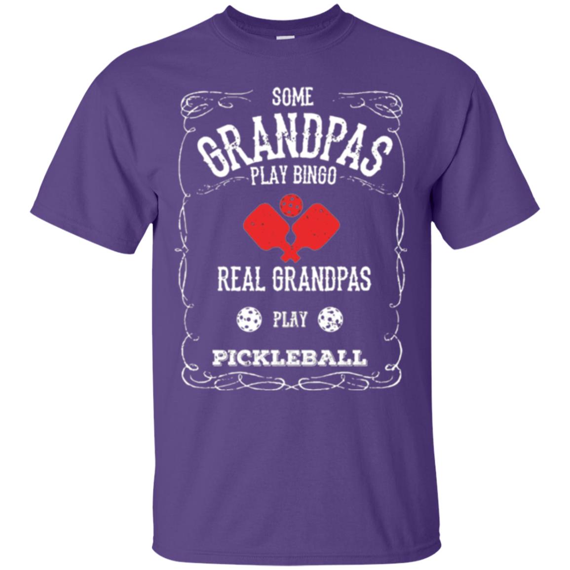 Papa T-shirt Real Grandpas Play Pickleball Purple