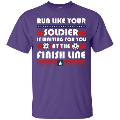 Soldier T-shirt Run Like Your Soldier Is Waiting For You At The Finish Line Purple