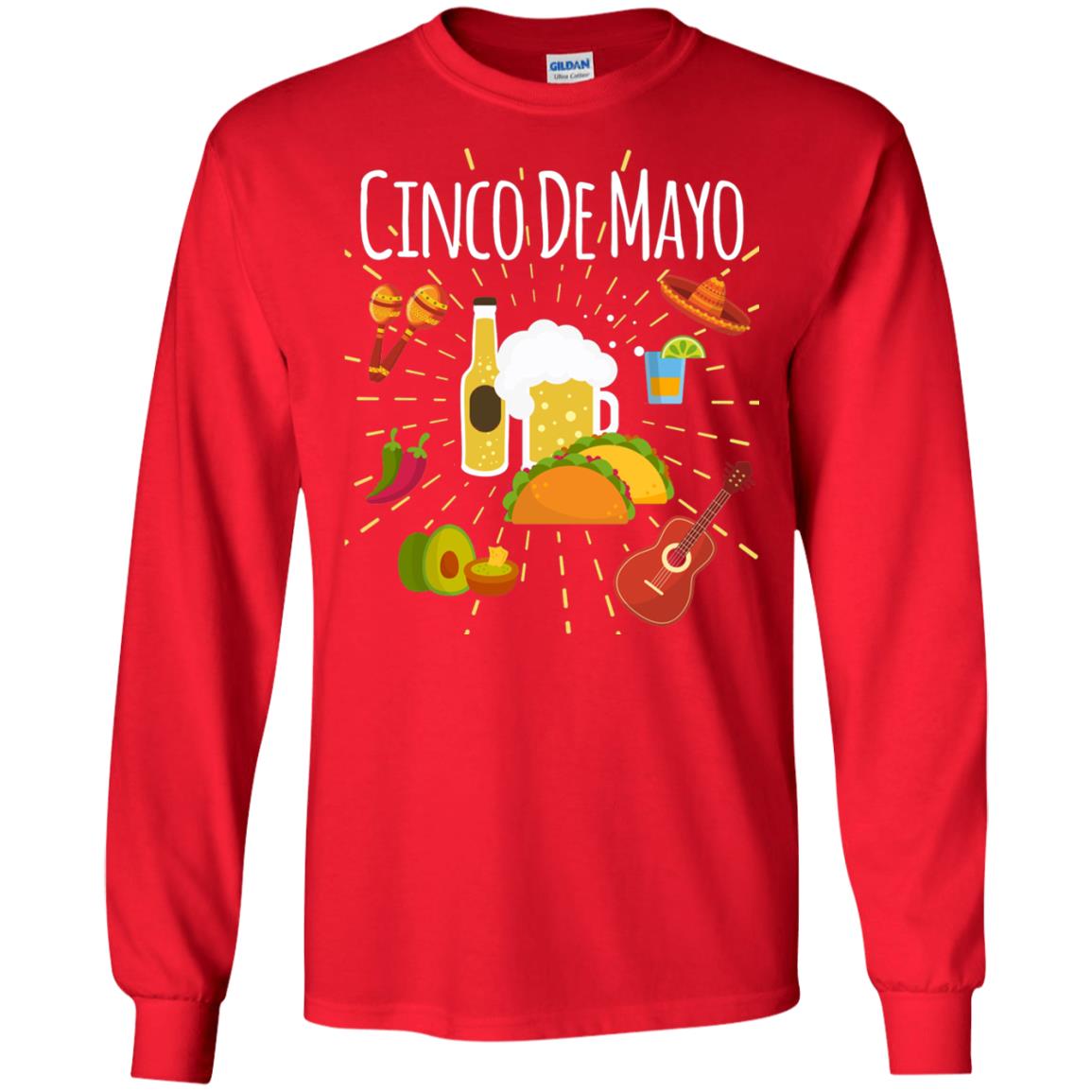 Cinco De Mayo Beer Tacos Guitar Mexico Shirt Red
