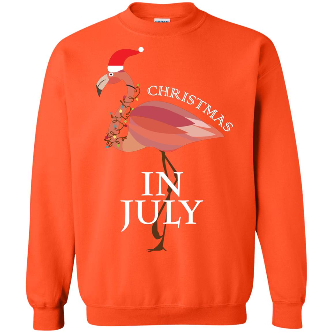 Flamingo With Santa_s Hat Christmas In July Xmas In Summer Shirt Orange