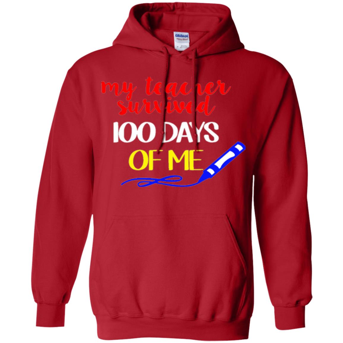 Student T-shirt My Teacher Survived 100 Days Of Me Red