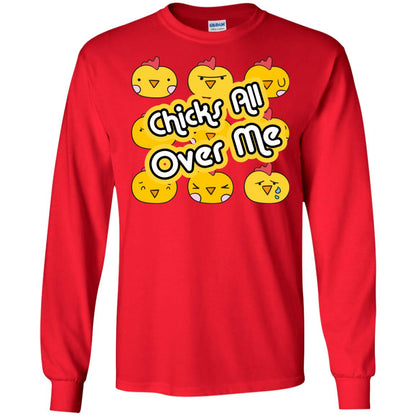 Chicks All Over Me Funny Chickens Shirt For Easter Day Red