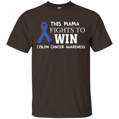 This Mama Fights To Win Colon Cancer Awareness Gift Shirt For Mama Dark Chocolate