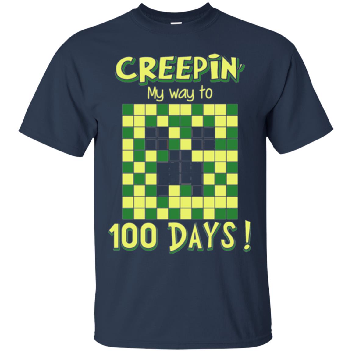 Teacher T-shirt Creepin My Way To 100 Days Navy