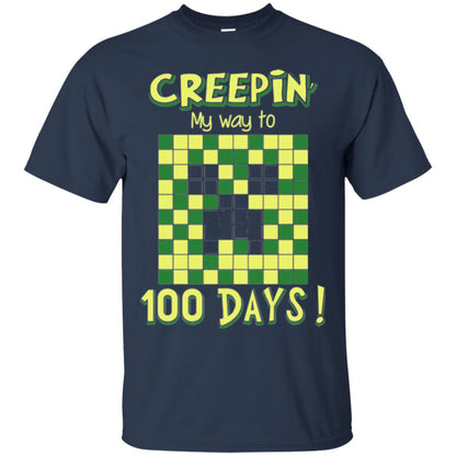Teacher T-shirt Creepin My Way To 100 Days Navy