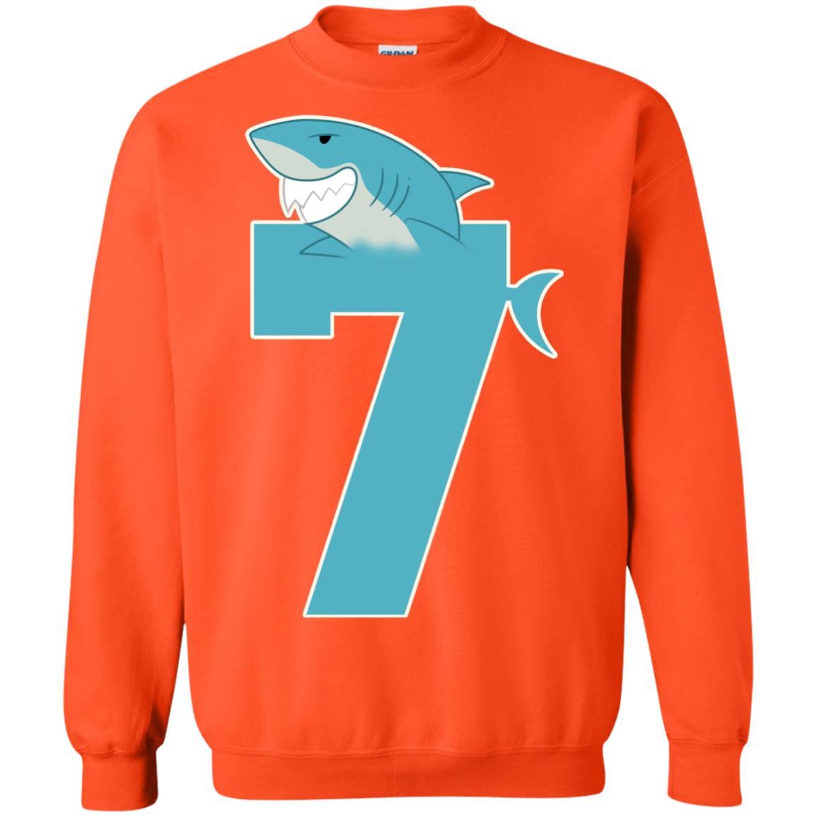 7th Birthday Shark Party Shirt Orange