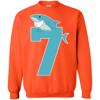 7th Birthday Shark Party Shirt Orange