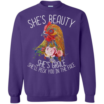 Chicken T-shirt She's Beauty She's Grace Purple