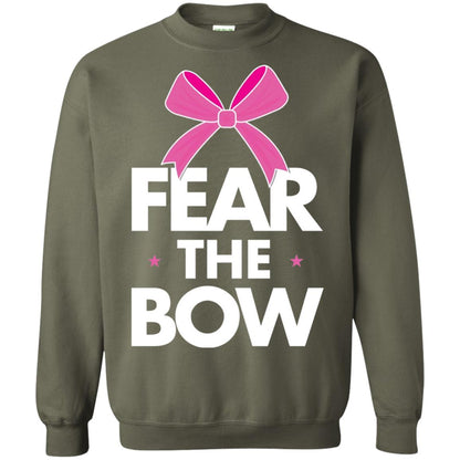 Fear The Bow Big Pink Bow Cheerleader Apparel Shirt Military Green