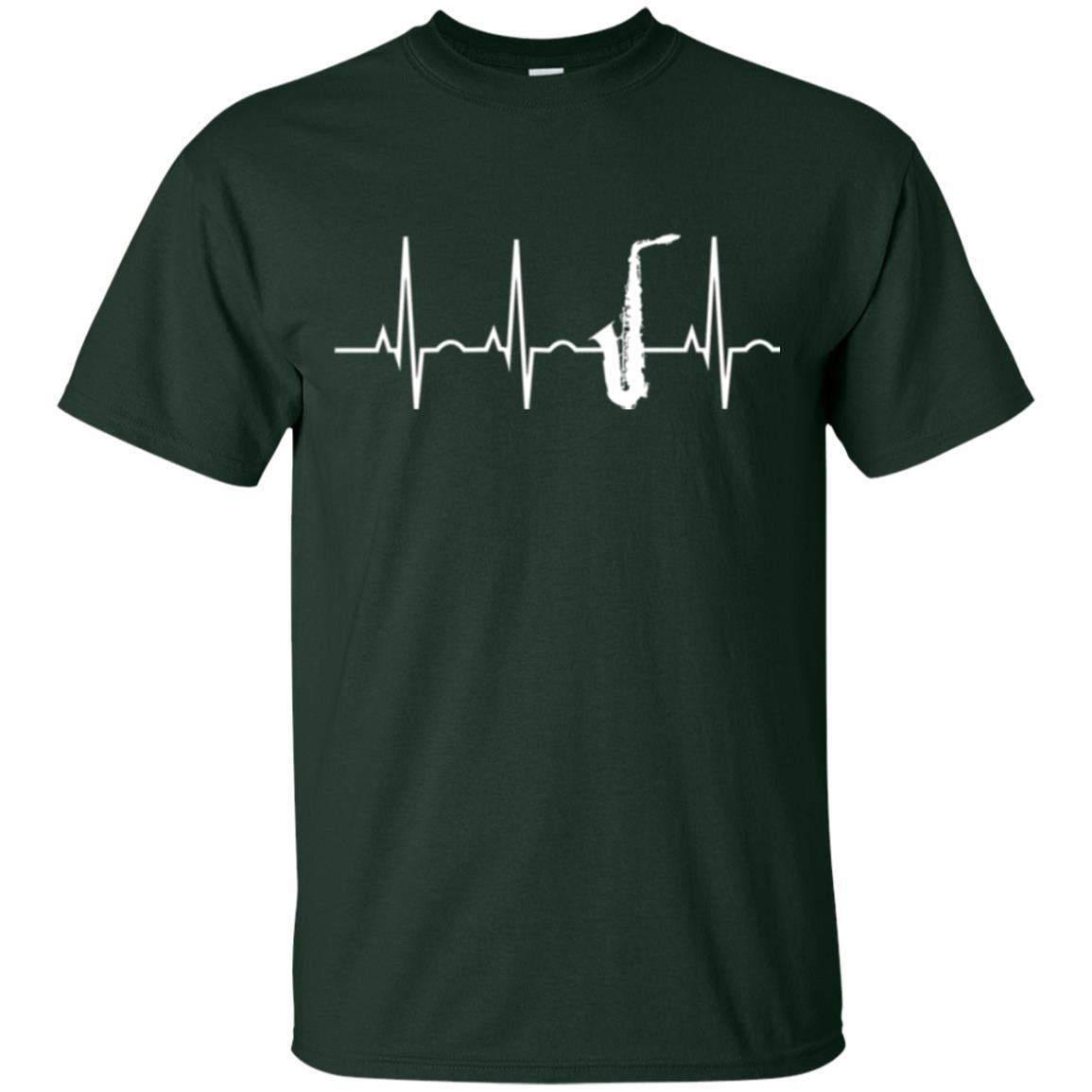 Saxophone Player T-shirt Saxophone Heartbeat T-shirt Forest Green