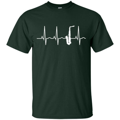 Saxophone Player T-shirt Saxophone Heartbeat T-shirt Forest Green