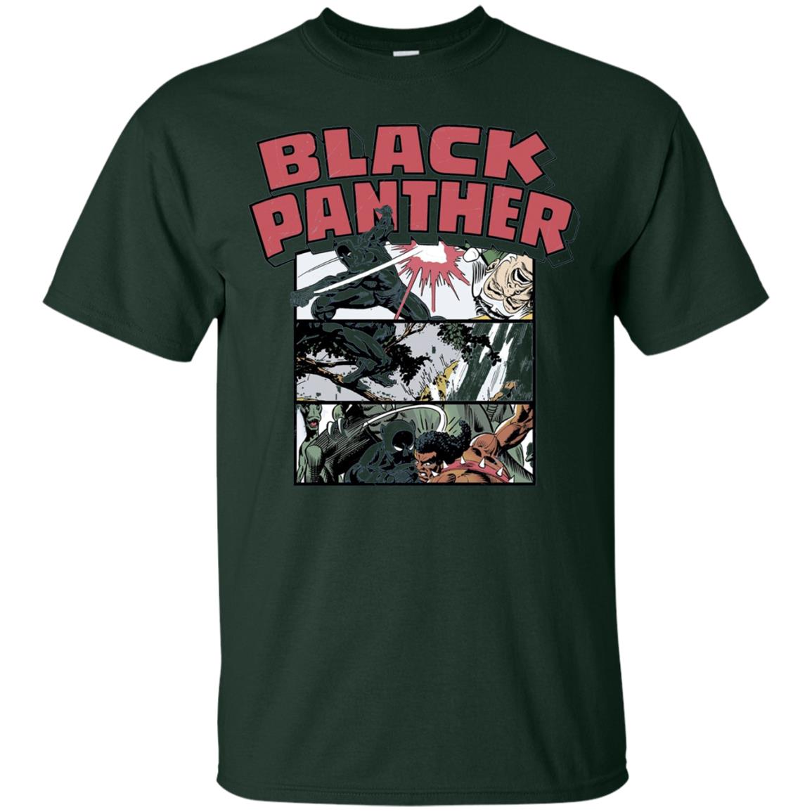Black Panther Retro Comic Stacked Panel Art T-shirt Forest