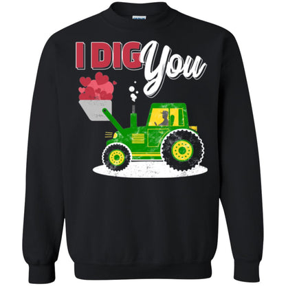 Farmer Valentines Day T-shirt Farm Tractor I Dig You Black