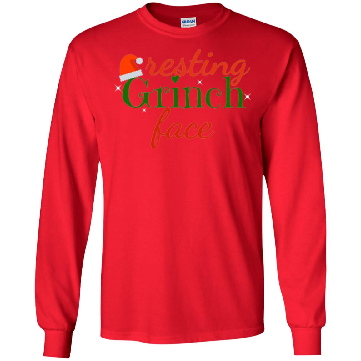 Funny Christmas T-shirt Resting Grinch Face Red