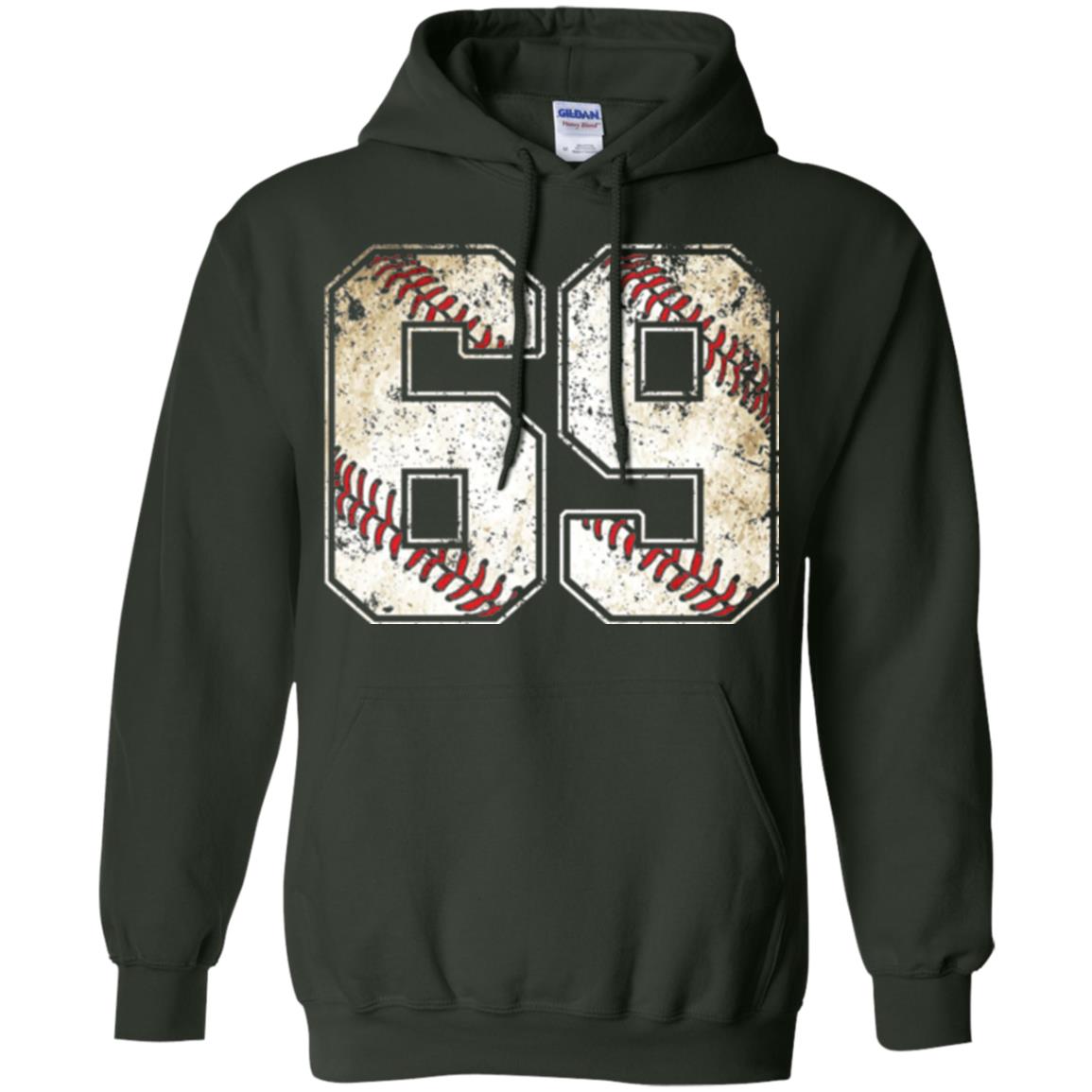 Baseball Player T-shirt Jersey Number 69 Retro Vintage Forest Green