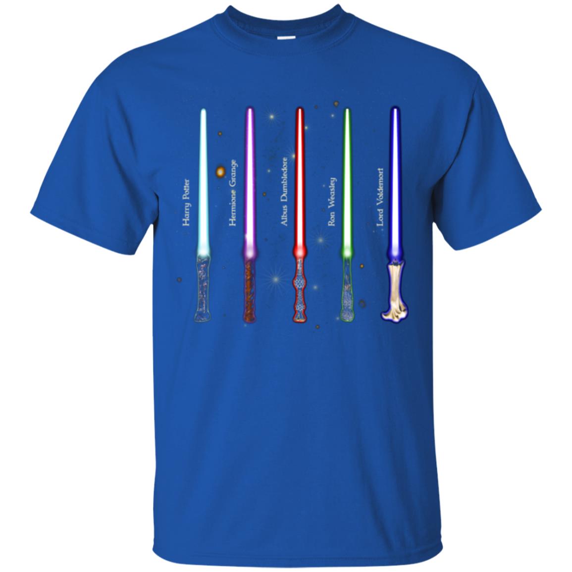 Harry Potter Lightsaber Wands Movie Fan T-shirt Royal