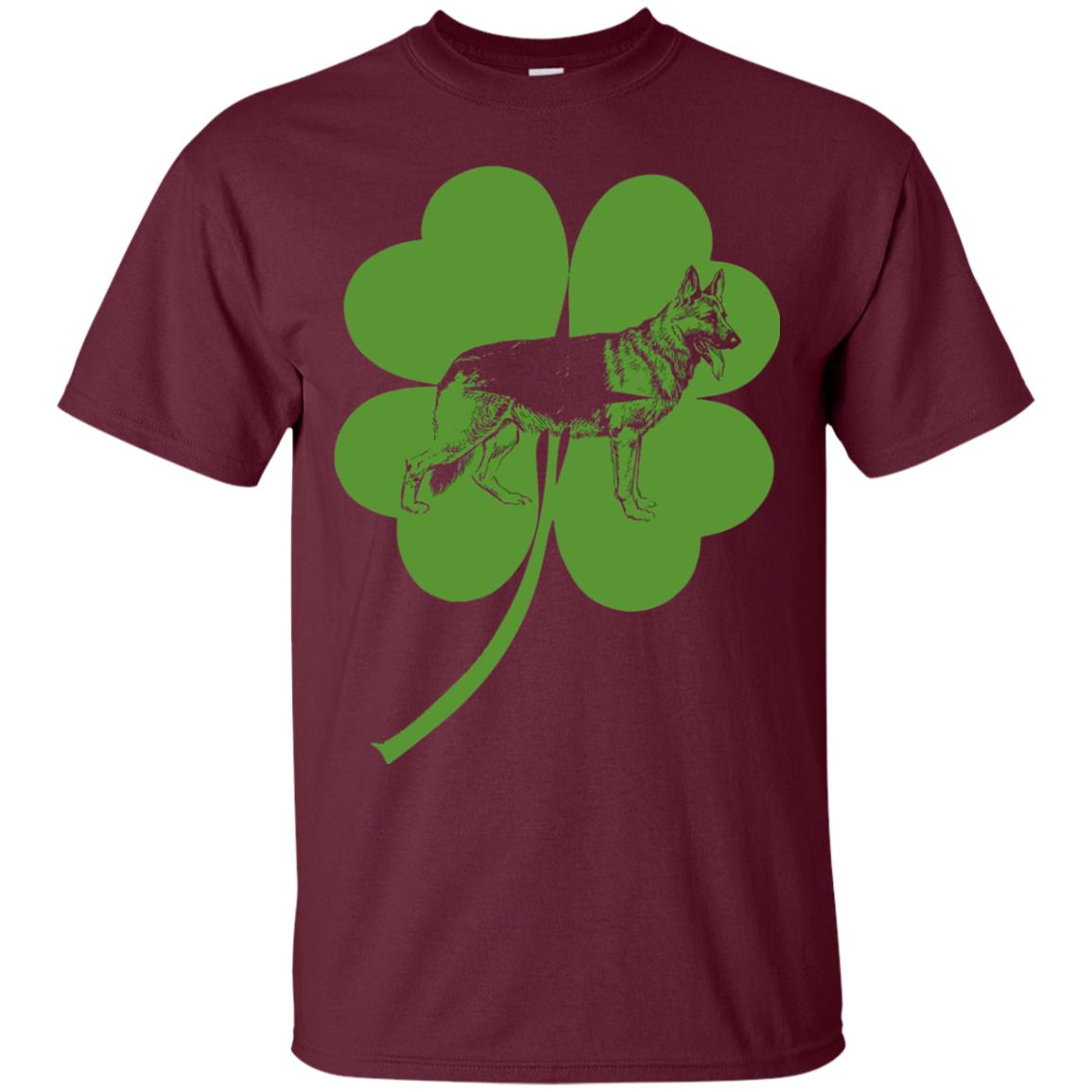 German Shepherd Shamrock St. Patrick_s Day T-shirt Maroon
