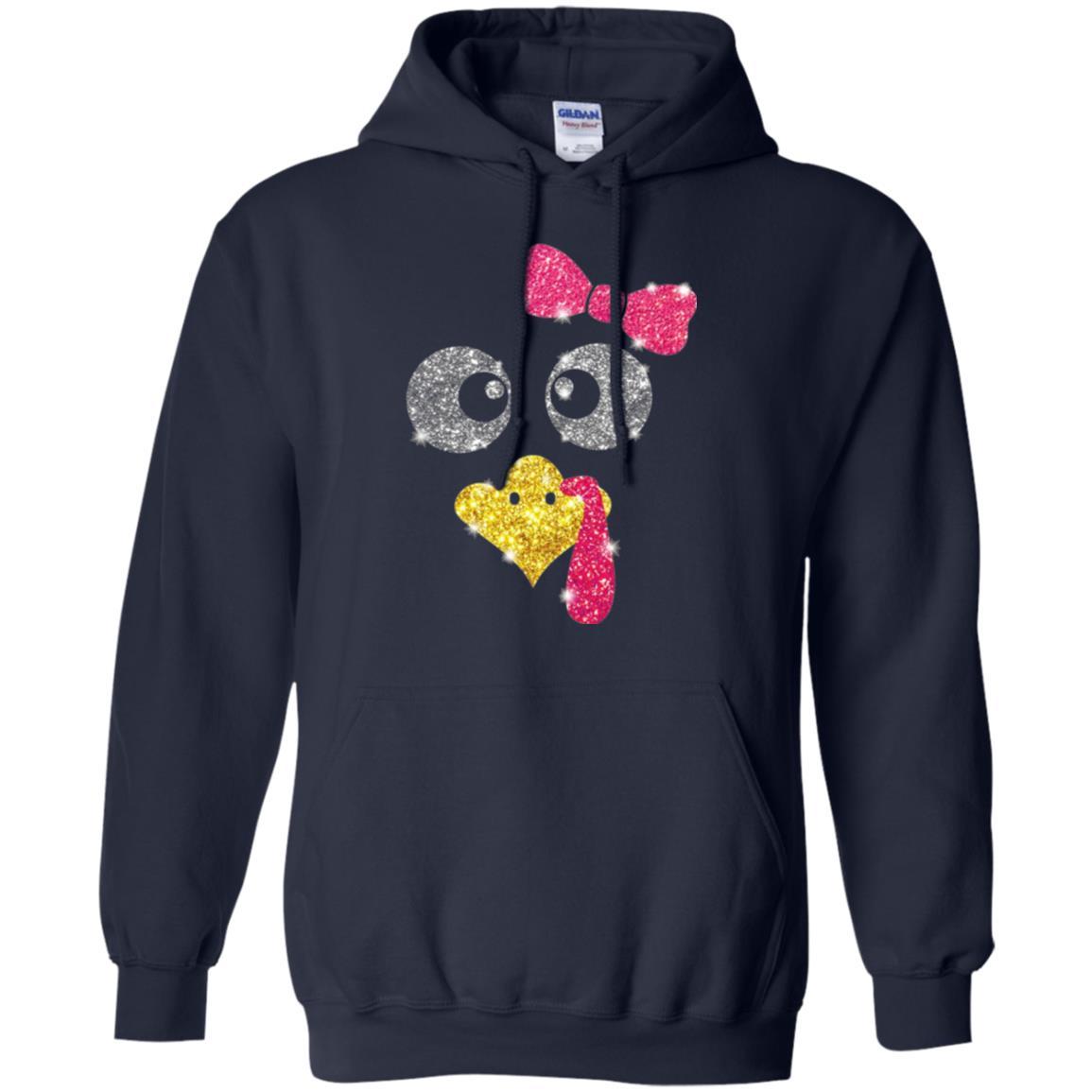 Thanksgiving T-shirt Turkey Face Girl T-shirt Navy