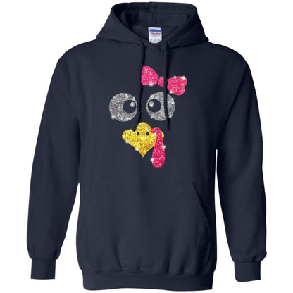 Thanksgiving T-shirt Turkey Face Girl T-shirt Navy