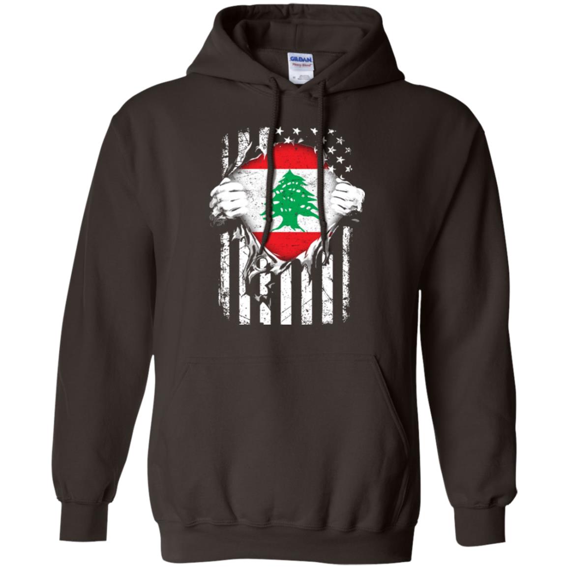 Super Lebanon Hearts American Patriot Flag Lebanese T-shirt Dark Chocolate