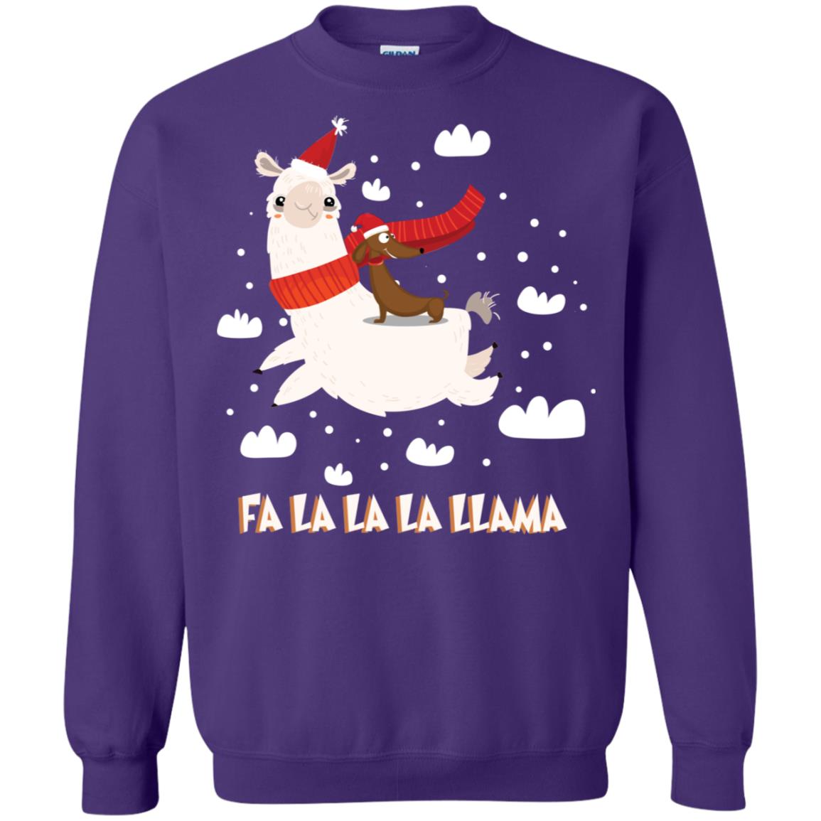 Fa La La La Llama With Dachshund X-mas Gift Shirt Purple
