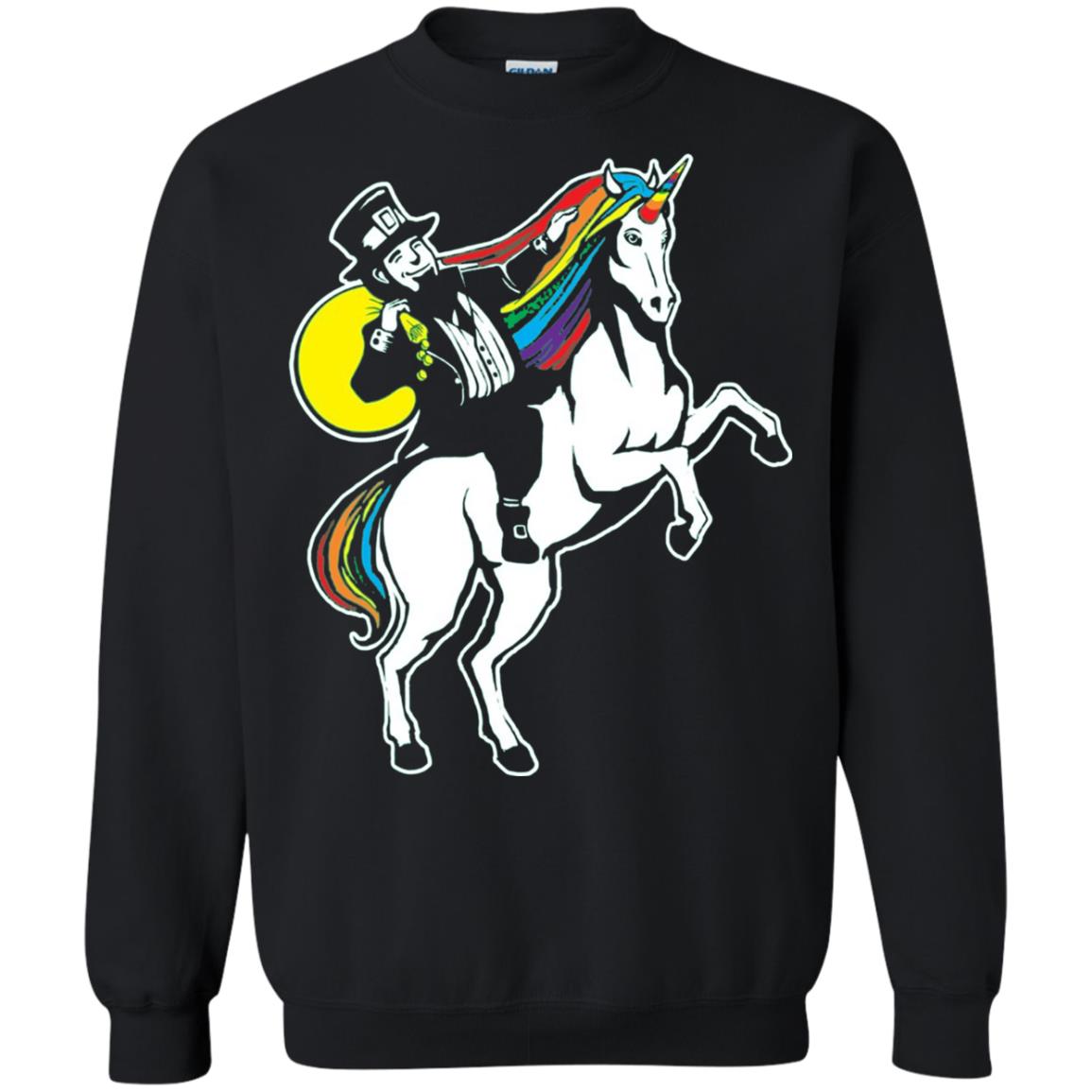 Lepricorn Leprechaun Riding Unicorn St Patrick_s Day T-shirt Black