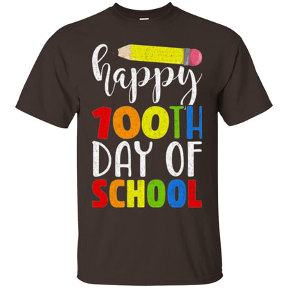 Happy 100th Day Of School Teacher T-shirt Dark Chocolate