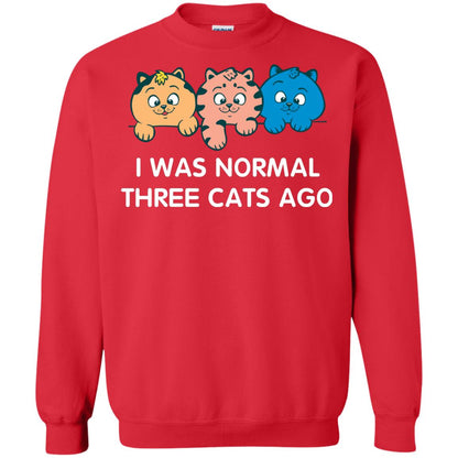 Cat Lover T-shirt I Was Normal Three Cats Ago Red