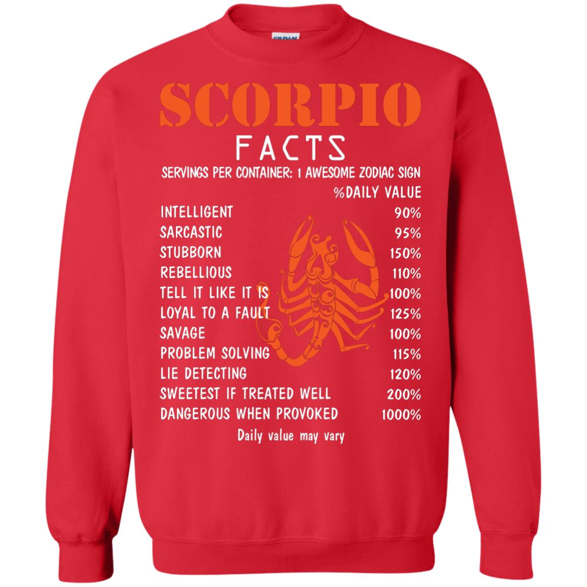 Scorpio Facts 1 Awesome Zodiac Sign Gift Shirt For Scorpio Horoscope Red