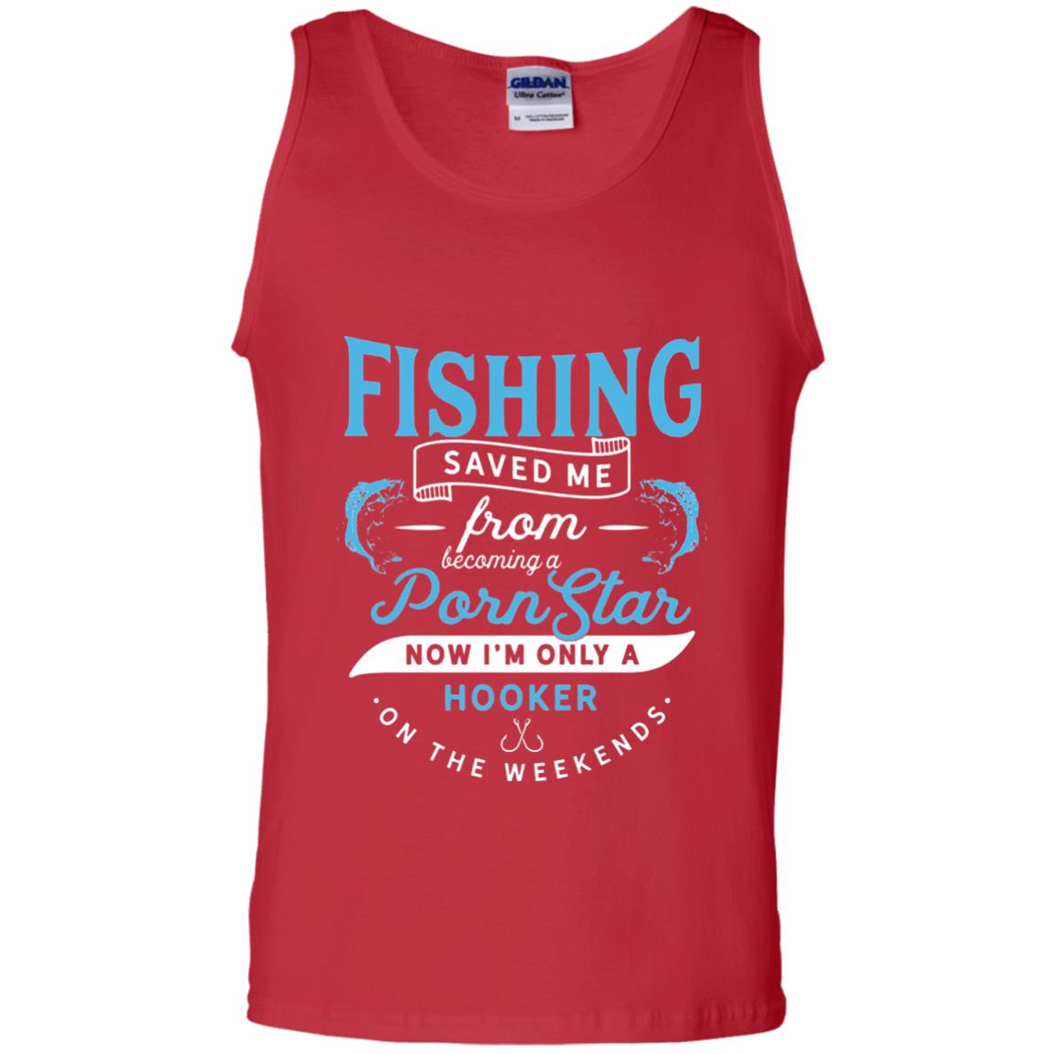 Funny Fishing Tshirts Im Only A Hooker On The Weekends Red