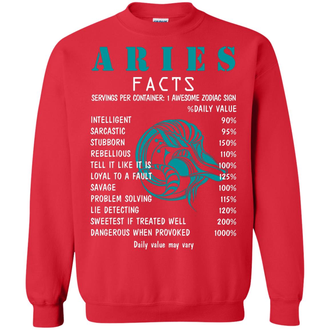 Aries Facts 1 Awesome Zodiac Sign Gift Shirt For Aries Horoscope Red