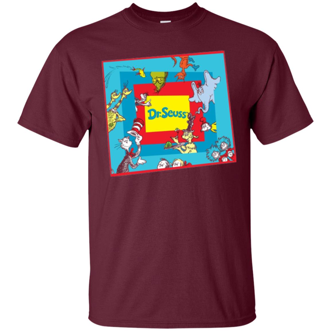 Dr. Seuss Character National Wear Red Day T-shirt Maroon