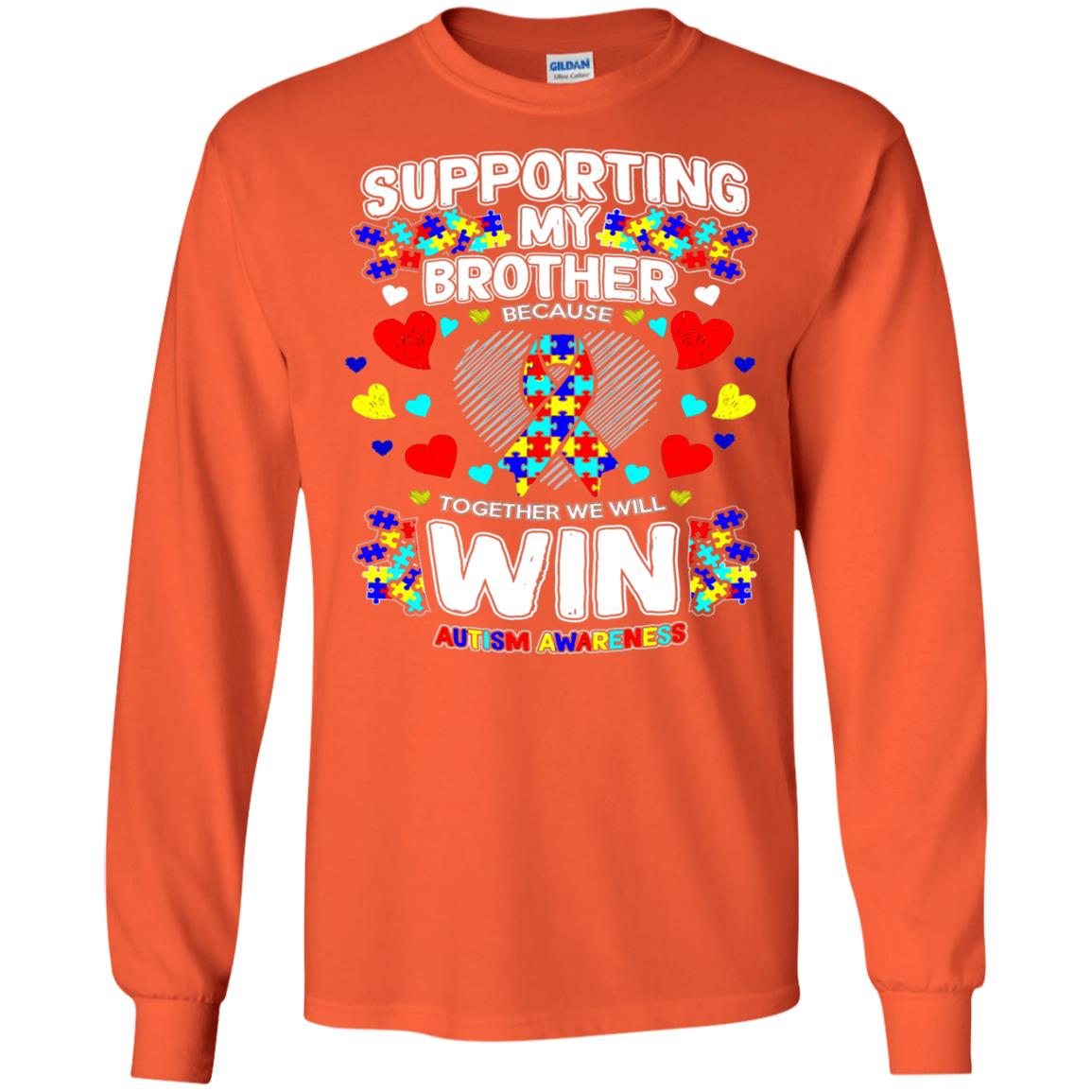 Autism Awareness Shirts For Supporting My Brother Orange